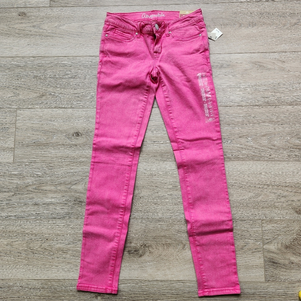 Aeropostale Pink Lola Jegging Skinny Jeans Womens 0 Super Low Rise Nwt